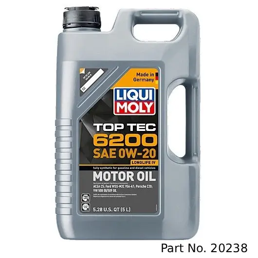 Liqui Moly Motor Oil Synthetic Gasoline And Diesel Top Tec 6200 Sae 0W-20 5Lt/5.28Qt 1