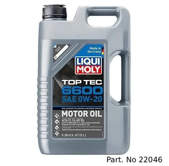Liqui Moly Motor Oil Synthetic Gasoline And Diesel Top Tec 6600 Sae 0W-20 5Lt/5.28Qt 1