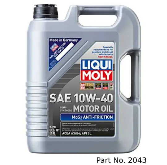 Liqui Moly Motor Oil Synthetic Mos2 Antifric­Tion Sae 10W-40 Blend Gasoline And Diesel 5Lt/5.28Qt 1