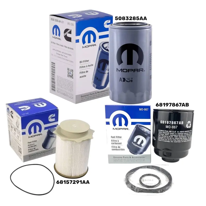 Mopar Oil & Fuel Filter Kit – Oem Set Of 3 – 68197867Ab, 68157291Aa, 5083285Aa – Fits 2013-2018 Ram 6.7L 1