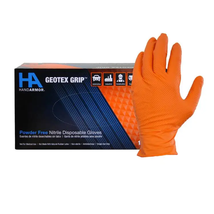 Powder Free Nitrile Disposable Gloves X-Large Orange, 9 Mil, Textured, 1X100 1
