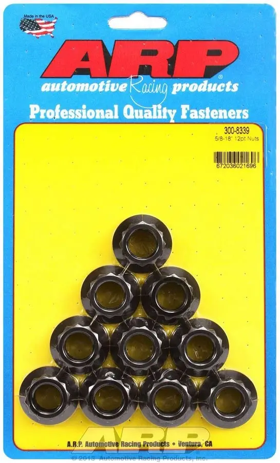 Arp 5/8"-18 12-Point Nuts – High-Strength Chromoly Fasteners, Pack Of 10 1