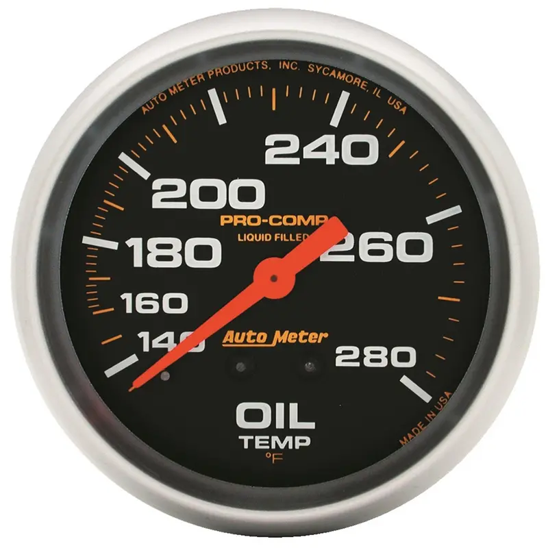 Autometer 5441 Gauge; Oil Temp; 2 5/8In.; 140-280Deg.F; Liquid Filled Mech; Pro-Comp 1