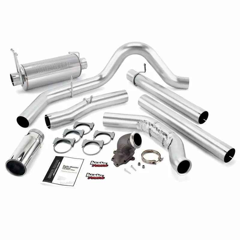 Banks Power Monster Exhaust System With Power Elbow – Chrome-Tipped, Cat-Free Design For 1999–2003 Ford 7.3L Diesel 1