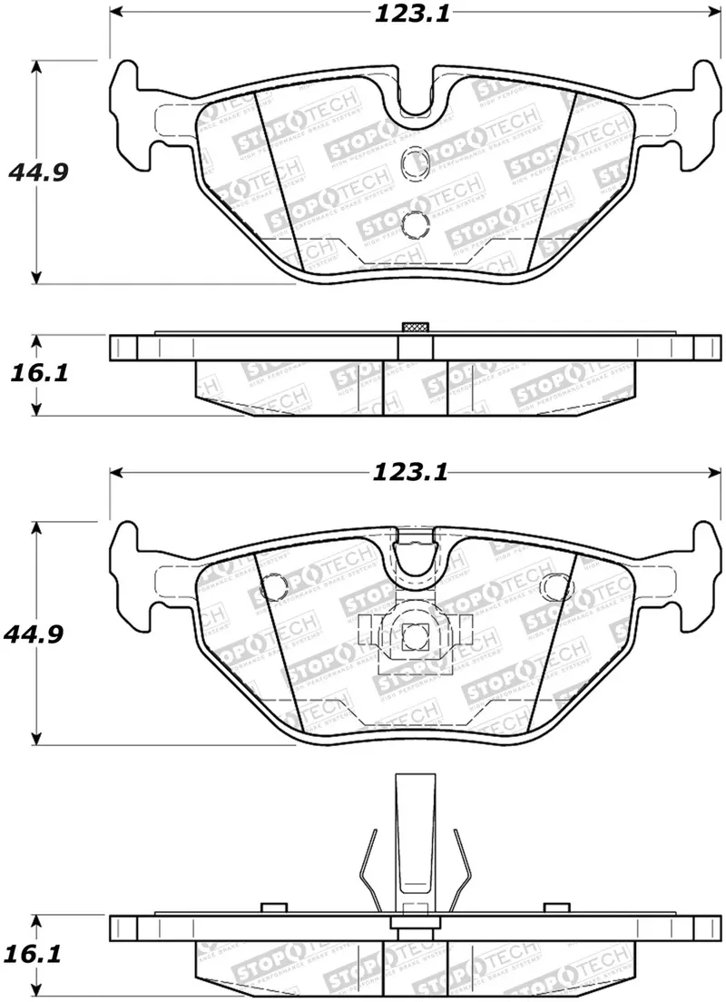 Stoptech Street Brake Pads With Integrated Shims And Mounting Hardware 1